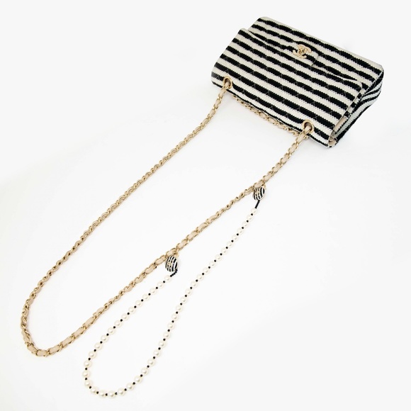 Chanel Quilted Striped Fabric Classic Medium Double Flap Bag - Picture 6 of 16